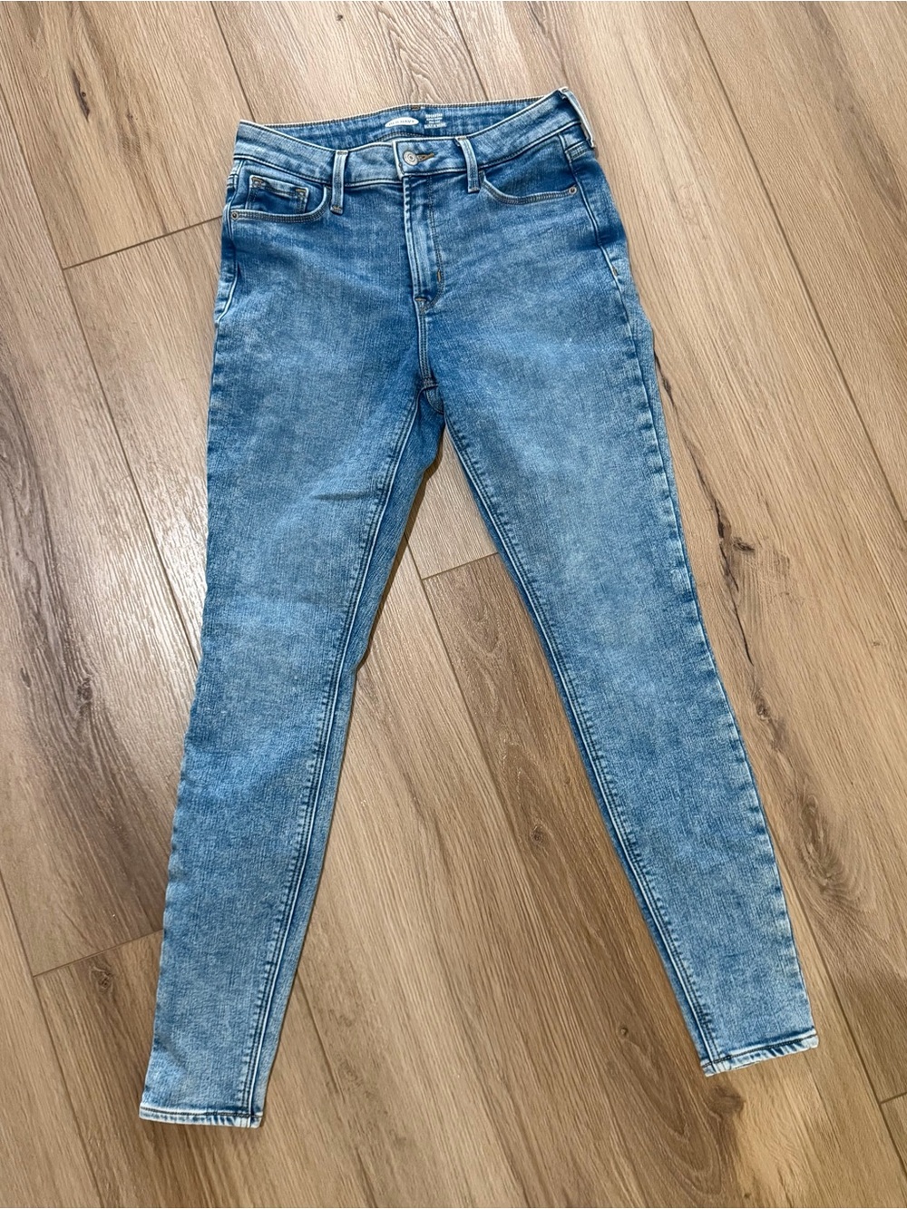 Old Navy Rockstar High-Rise Super Skinny Built in Warm Jeans in Light Blue